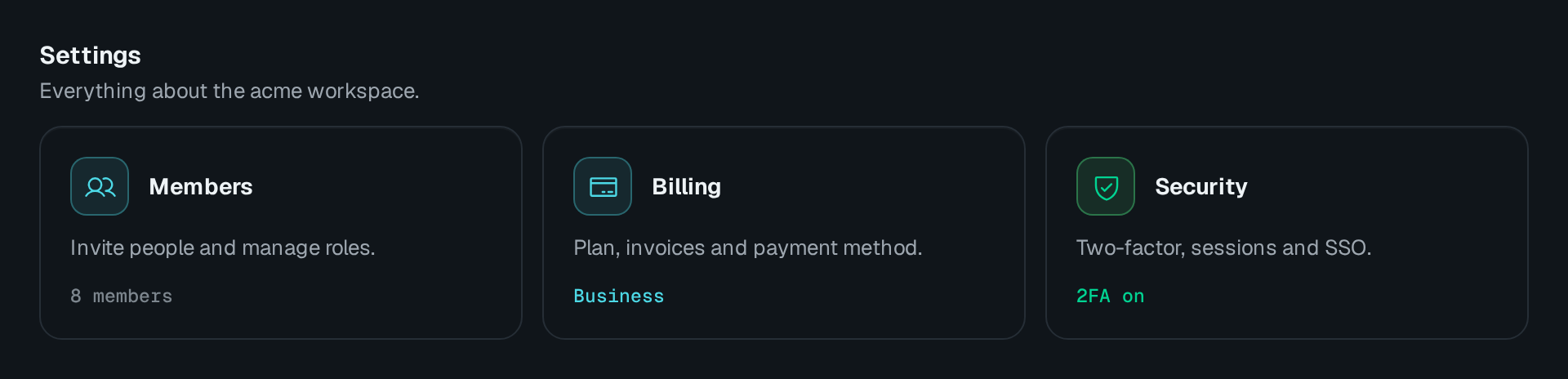 Screenshot of the Navigation cards block