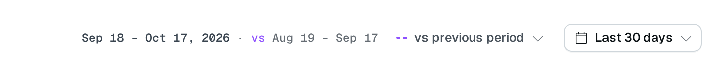 Screenshot of the Period selector block