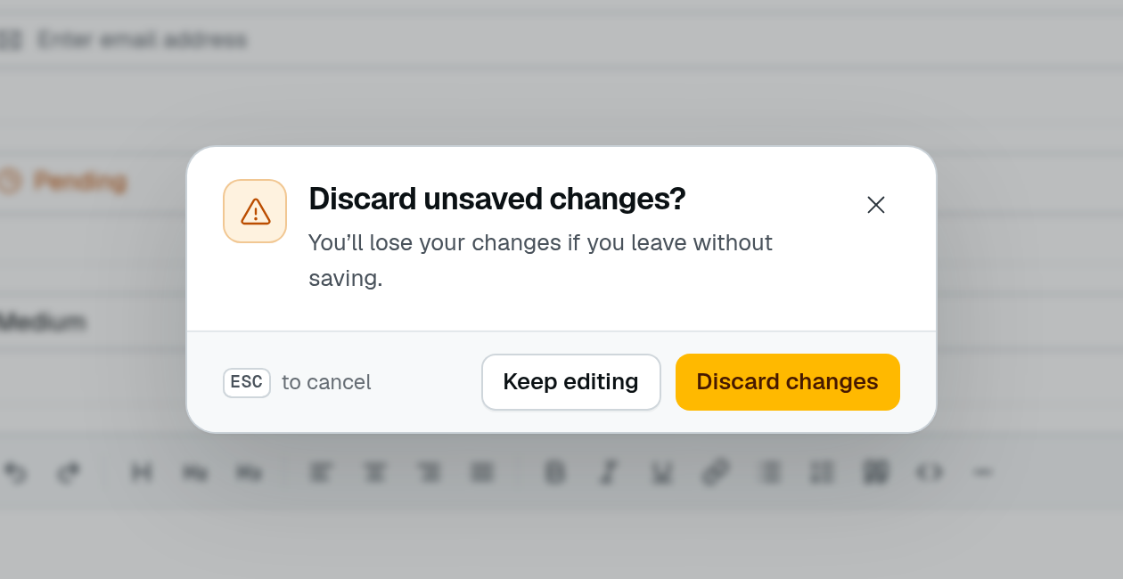Confirmation before discarding an unsaved new task