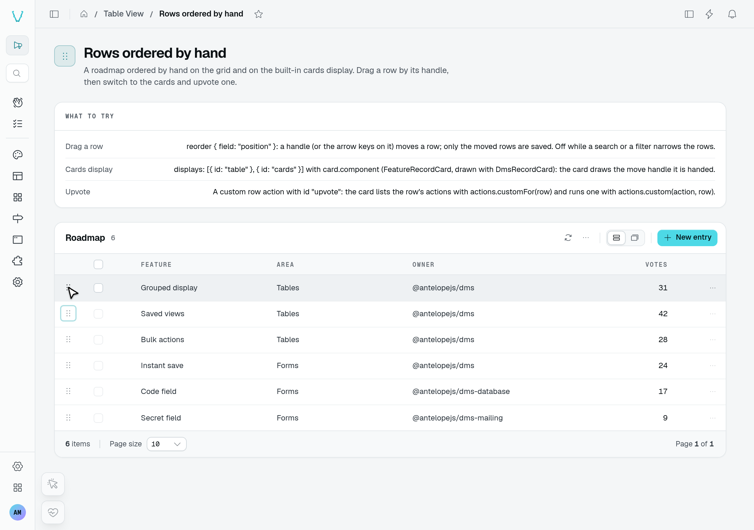 Roadmap after moving Saved views down one position