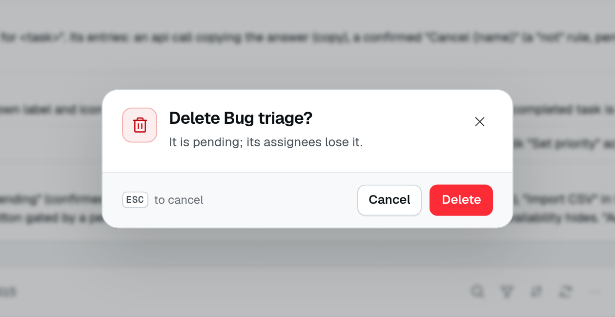 Server-worded confirmation asking to delete Bug triage